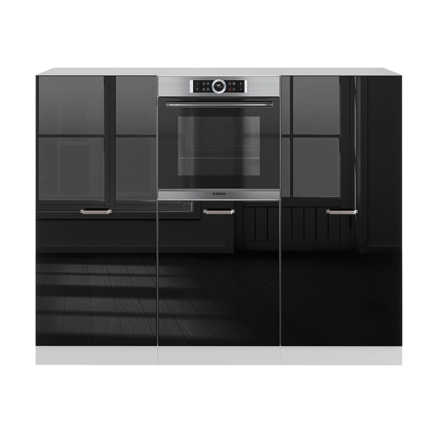 Vicco R-Line Einbauküche Schwarz Hochglanz/Weiß 180 cm ohne Arbeitsplatte günstig online kaufen