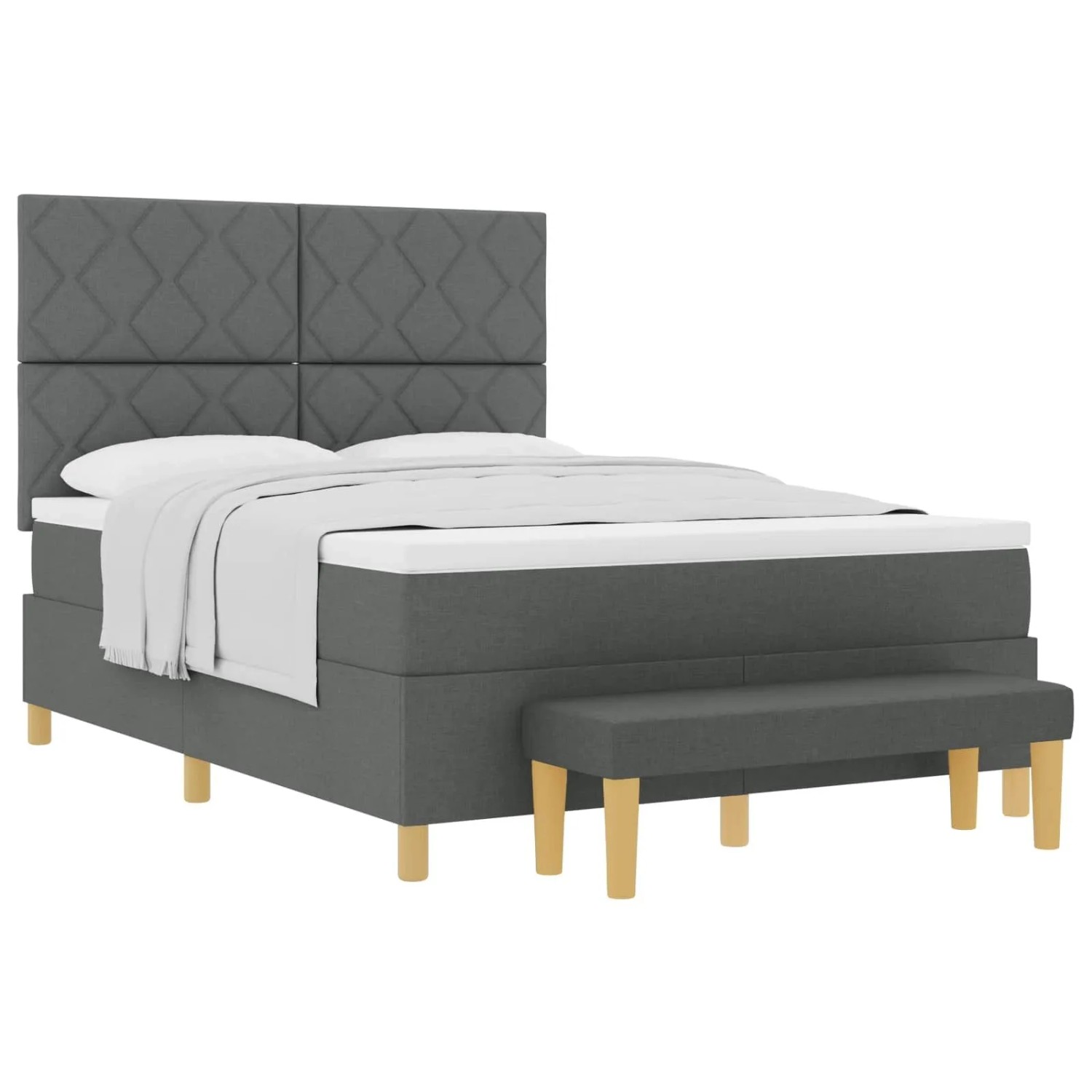 vidaXL Boxspringbett mit Matratze Dunkelgrau 160 x 200 cm Stoff 3344388
