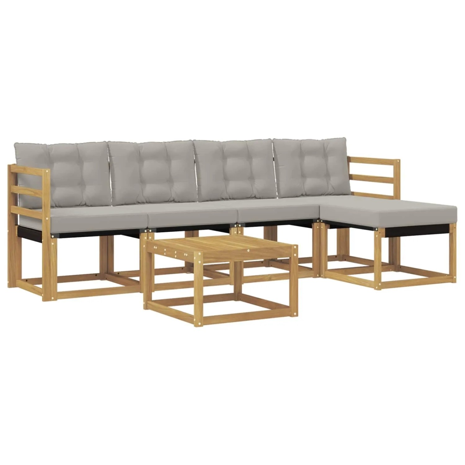 vidaXL Outdoor-Sofagarnitur mit Kissen 6-Tlg Weiß und Hellgrau 3389393