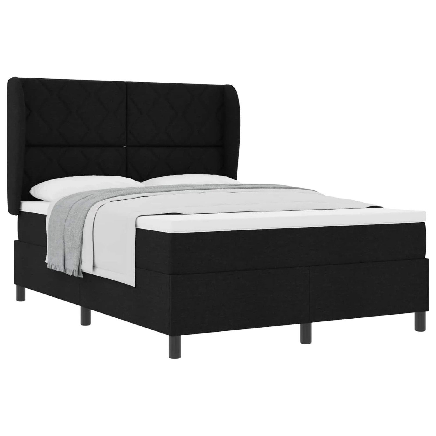 vidaXL Boxspringbett mit Matratze Schwarz 160 x 200 cm Stoff 3340636