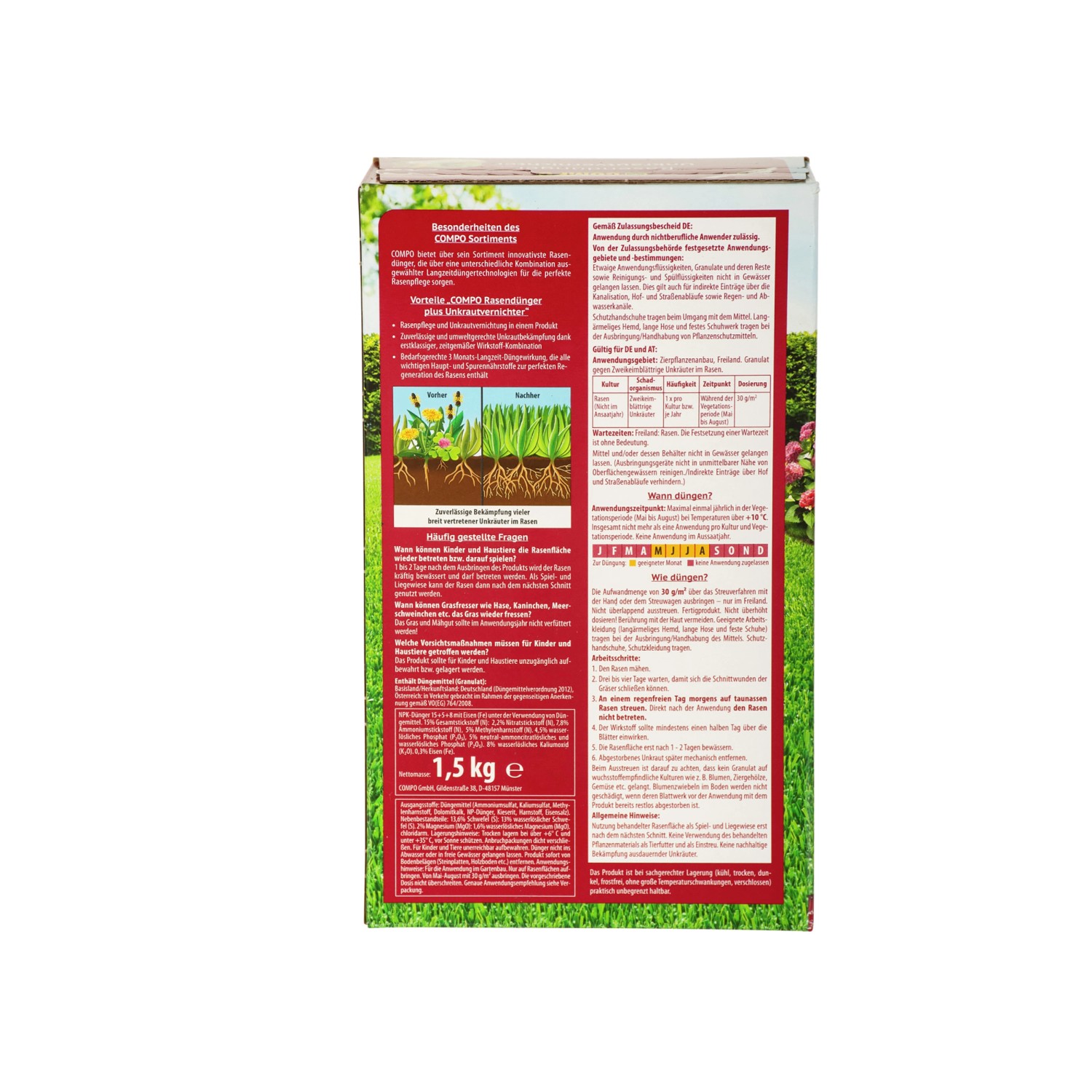 Compo Rasendünger plus Unkrautvernichter 1,5 kg für 50 m²_2