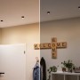 LED Einbaustrahler Set, 3er, schwarz matt/Eisen, dimmbar, warmweißes Licht im Flur.