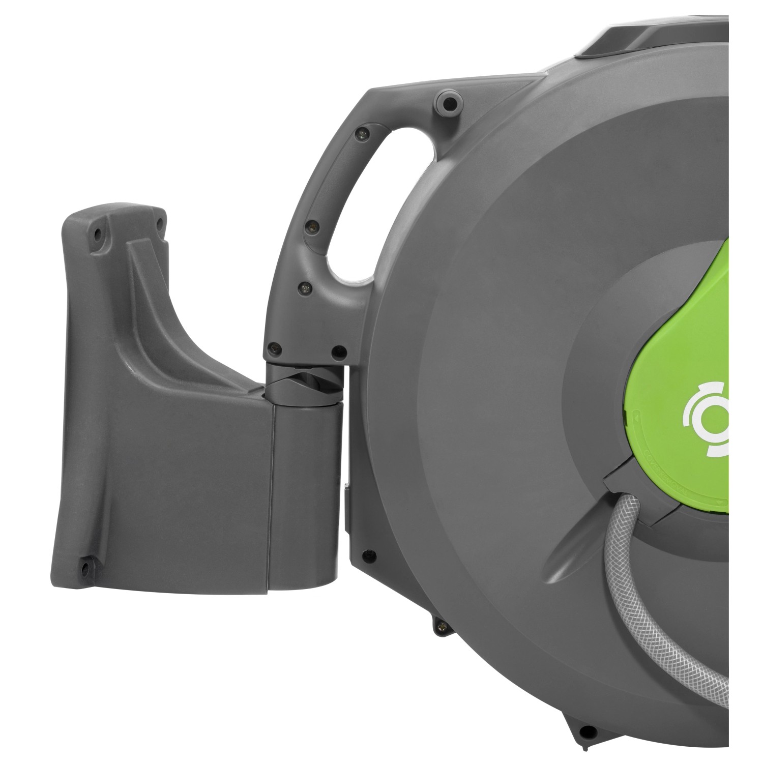 Geka Schlauchbox K25 Grau mit Wandhalterung, Gartenschlauchwagen für komfortable Gartenbewässerung.