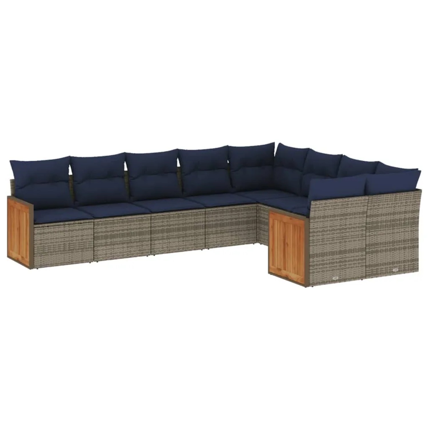 vidaXL 9-Tlg Gartensofa-Set mit Kissen Grau Polyrattan 3227986 günstig online kaufen