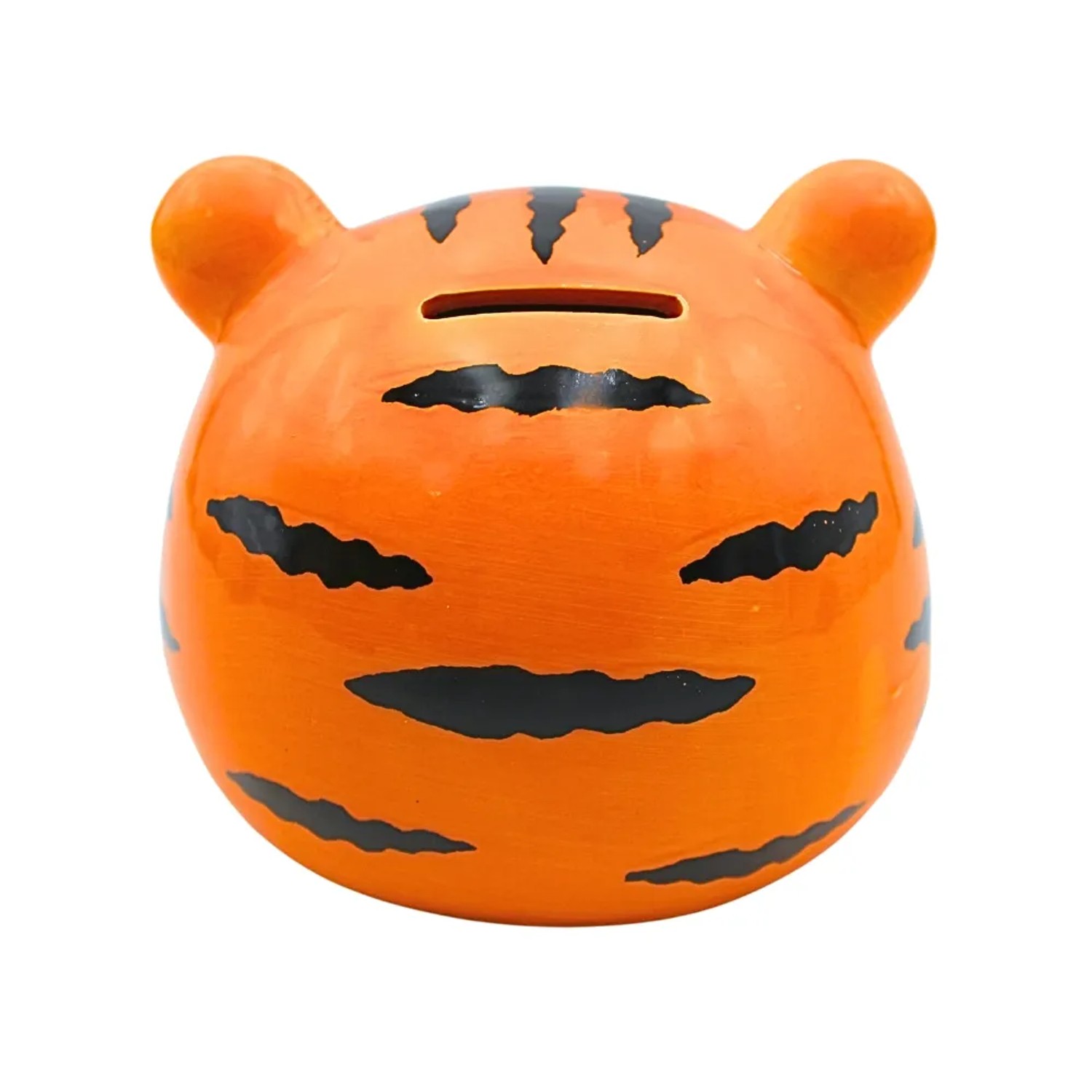 Dekohelden24 Sparfigur Spartier Spardose Sparbüchse Dekotiger mit Sparfunktion aus Keramik in Orange L/B/H 13 x 11 x 13 cm_5