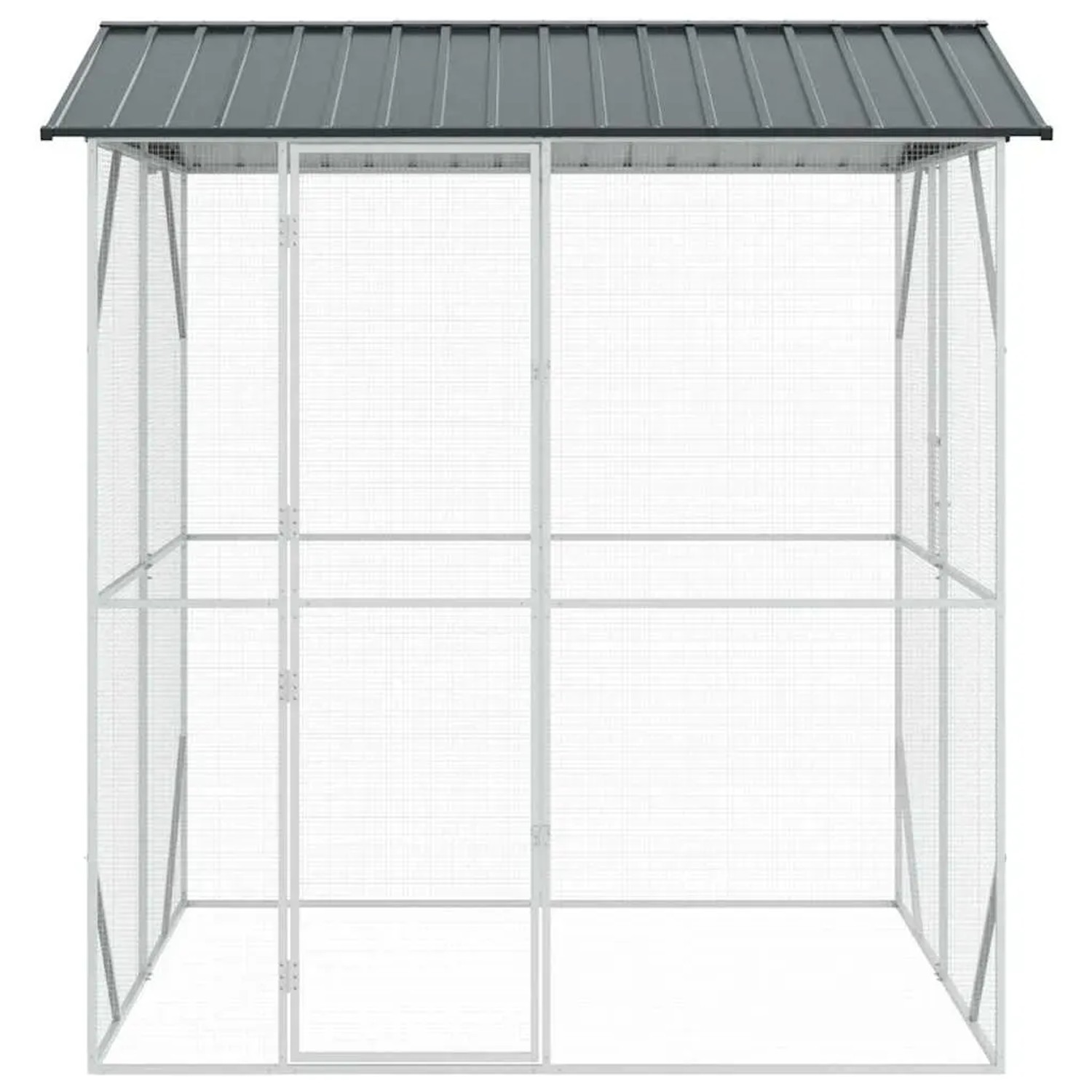 vidaXL Vogelkäfig Anthrazit 215 x 208 x 247 cm Verzinkter Stahl 3325152_6