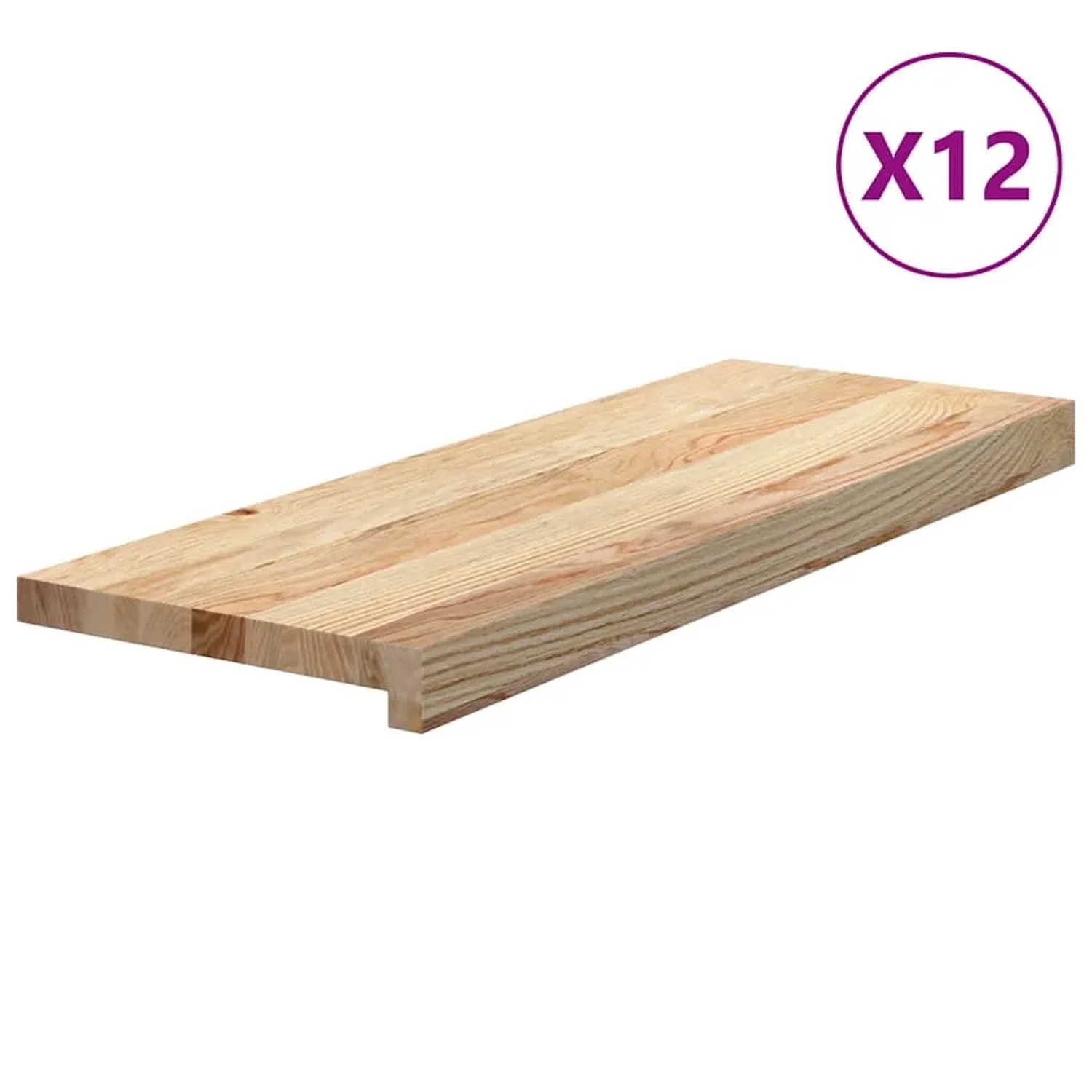 vidaXL Treppenstufen 12 Stk Unbehandelt 70x30x2 cm Massivholz Eiche 3282923_3
