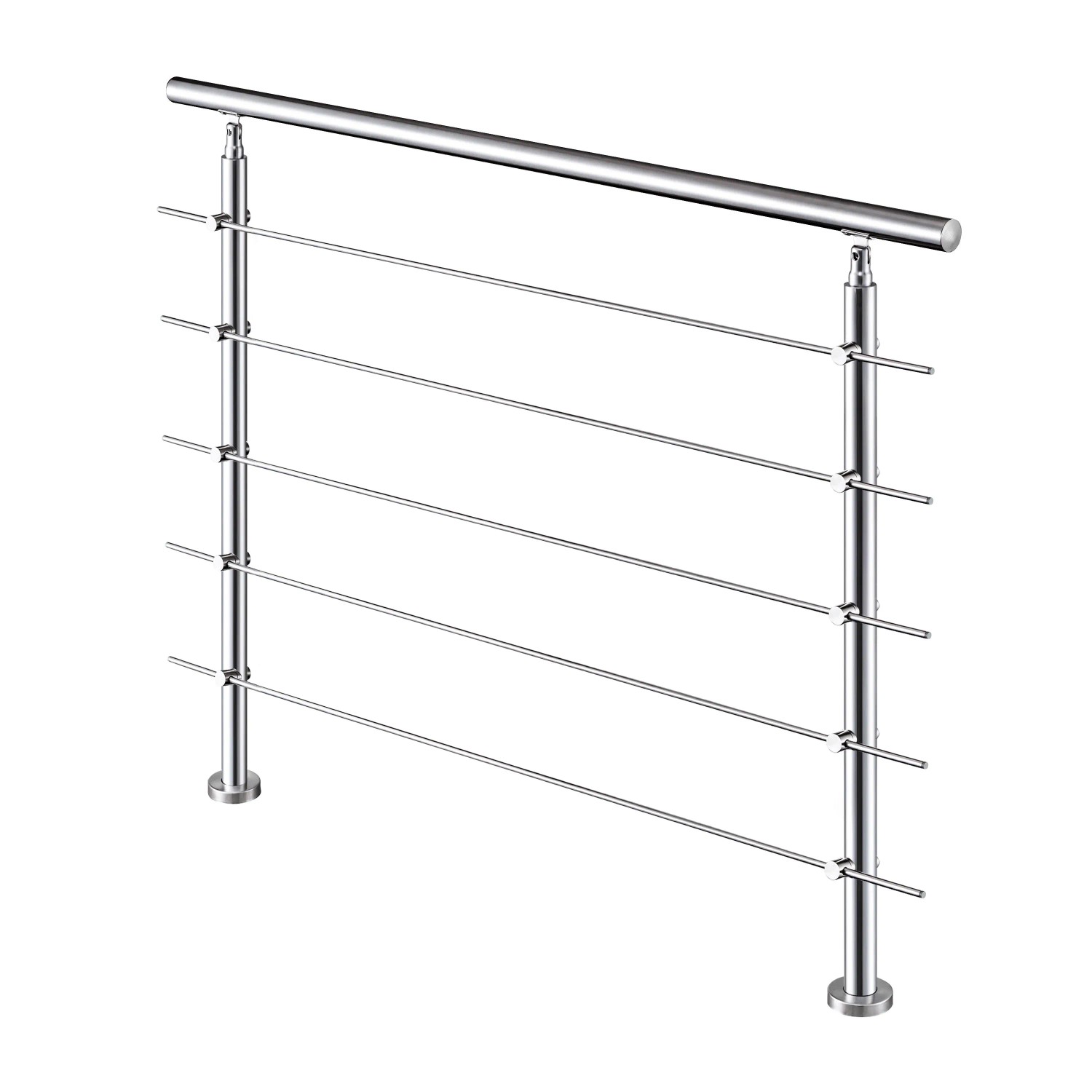 AICA Edelstahl-Treppengeländer 150 cm Geländer für Innen und Außen 5 Querstäbe