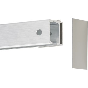 Baseline Abstandsset für Glastüren, Aluminium Silber Optik, zur Montage von Laufschienen mit mehr Wandabstand.