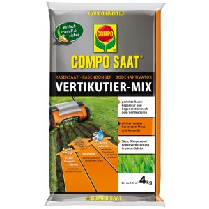 Compo Saat Vertikutier-Mix 4kg: Rasensamen, Dünger und Bodenverbesserer für dichten, grünen Rasen.