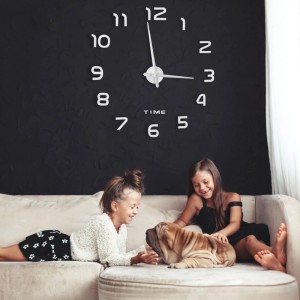 Relaxdays Wanduhr EVA-Schaumstoff Acryl Metall Schwarz 3D Selbstklebend ø 110 cm 100 g
