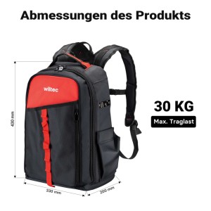 Wiltec Werkzeugrucksack 33X20X43Cm Werkzeugtasche 16 Fächer Werkzeug Rucksack