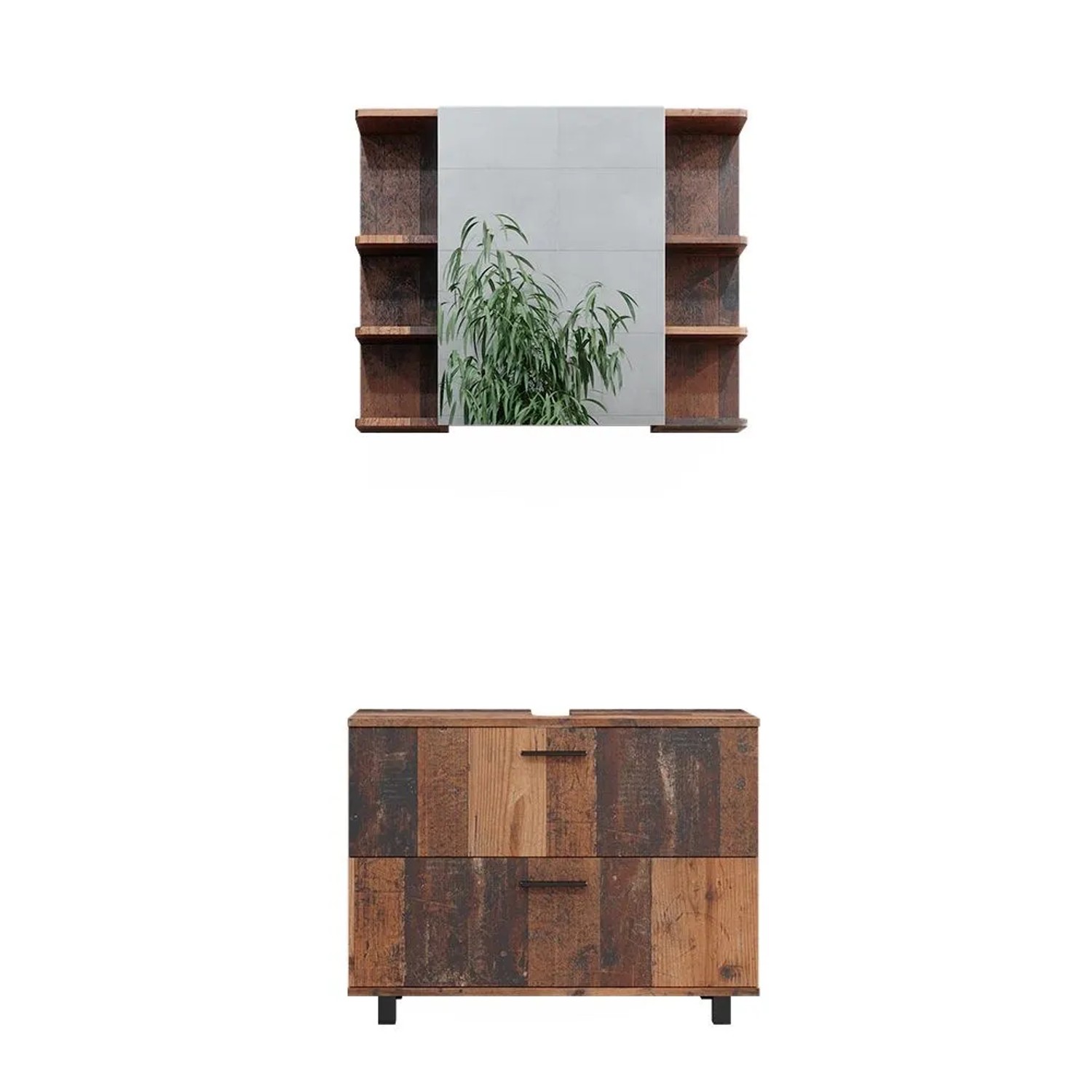 Vicco Badmöbel-Set Ilias Eiche rustikal 80 x 61 2-teilig