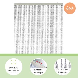 Kobolo Türvorhang DIAMOND mit 80 Strängen, 100x210cm, als Insektenschutz und Deko für Türen.