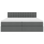 vidaXL Bett mit LED-Lichtleisten Dunkelgrau 200 x 200 cm Stoff 3371592_12