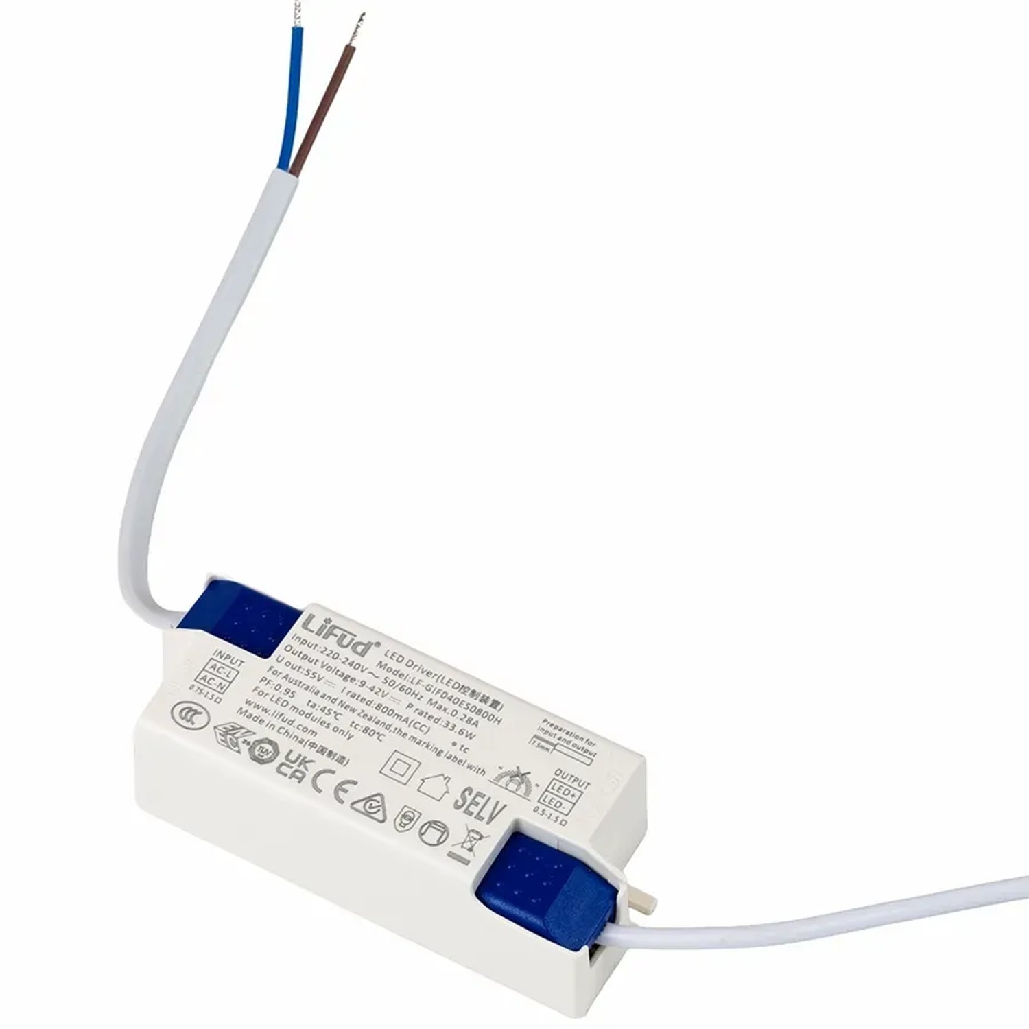 Detailaufnahme des LIFUD-Netzteils für ENOVALITE LUNOS LED Panel Leuchten.