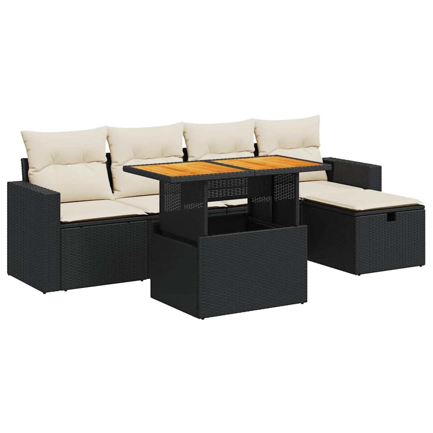 vidaXL 6-Tlg Garten-Sofagarnitur mit Kissen Schwarz Poly Rattan 3327994 günstig online kaufen