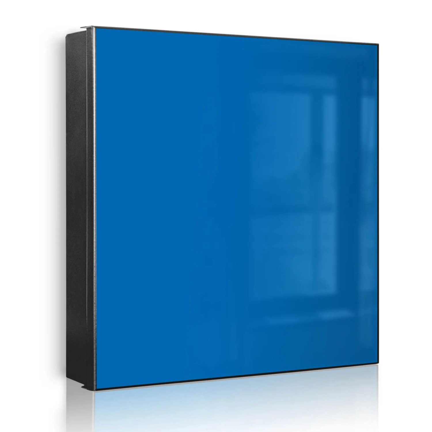 Banjado Großer Schlüsselkasten Metall 30x30cm Schwarz Scharnier Links 50 Haken Beschreibbar Magnetisch Motiv Signalblau