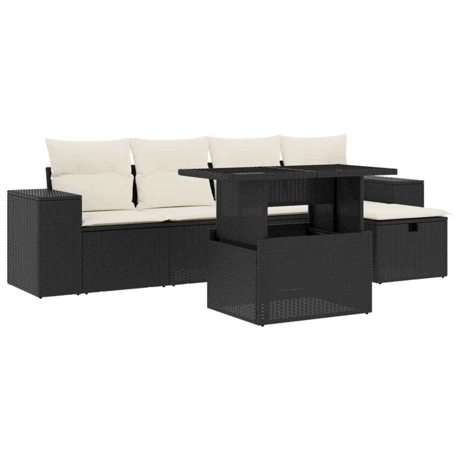 vidaXL 6-Tlg Garten-Sofagarnitur mit Kissen Schwarz Poly Rattan 3275286 günstig online kaufen