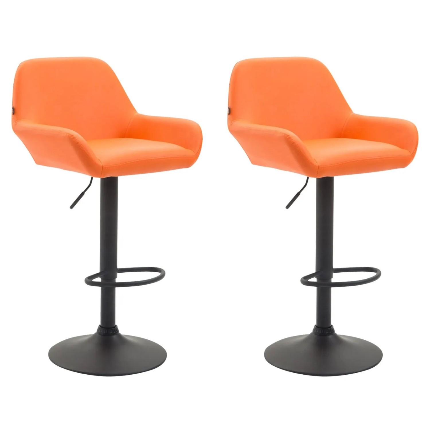 CLP 2er Set Barhocker Braga Kunstleder Orange/Schwarz