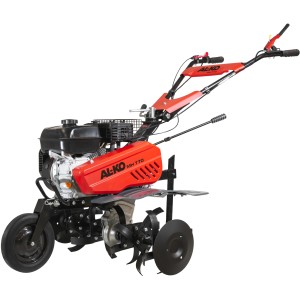 Al-Ko MH 770 Comfort Benzin-Motorhacke mit roten Elementen und schwarzen Hackmessern.