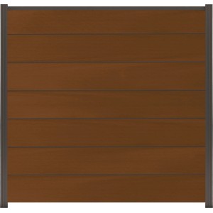 GartenLand WPC Zaun XL Ameland Exclusive Co-extrudiert ca. 180 x 180 cm Sichtschutz Steckzaun Ipê mit Zwischenleisten und Abschlussleiste Antharzit