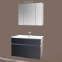 Sanotechnik Badmöbel-Set Stella, 80 cm, 3-teilig, Anthrazit-Weiß, mit Spiegelschrank und Waschbeckenunterschrank.