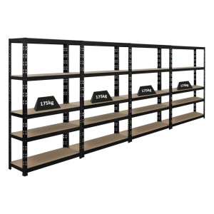 PROREGAL Mega Deal: 4 schwarze Schwerlastregale APOLLO, 150x90x30 cm, Fachlast 175kg.