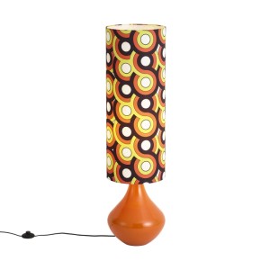 QAZQA Retro Stehleuchte Orange mit STOffschirm Mehrfarbig Mina