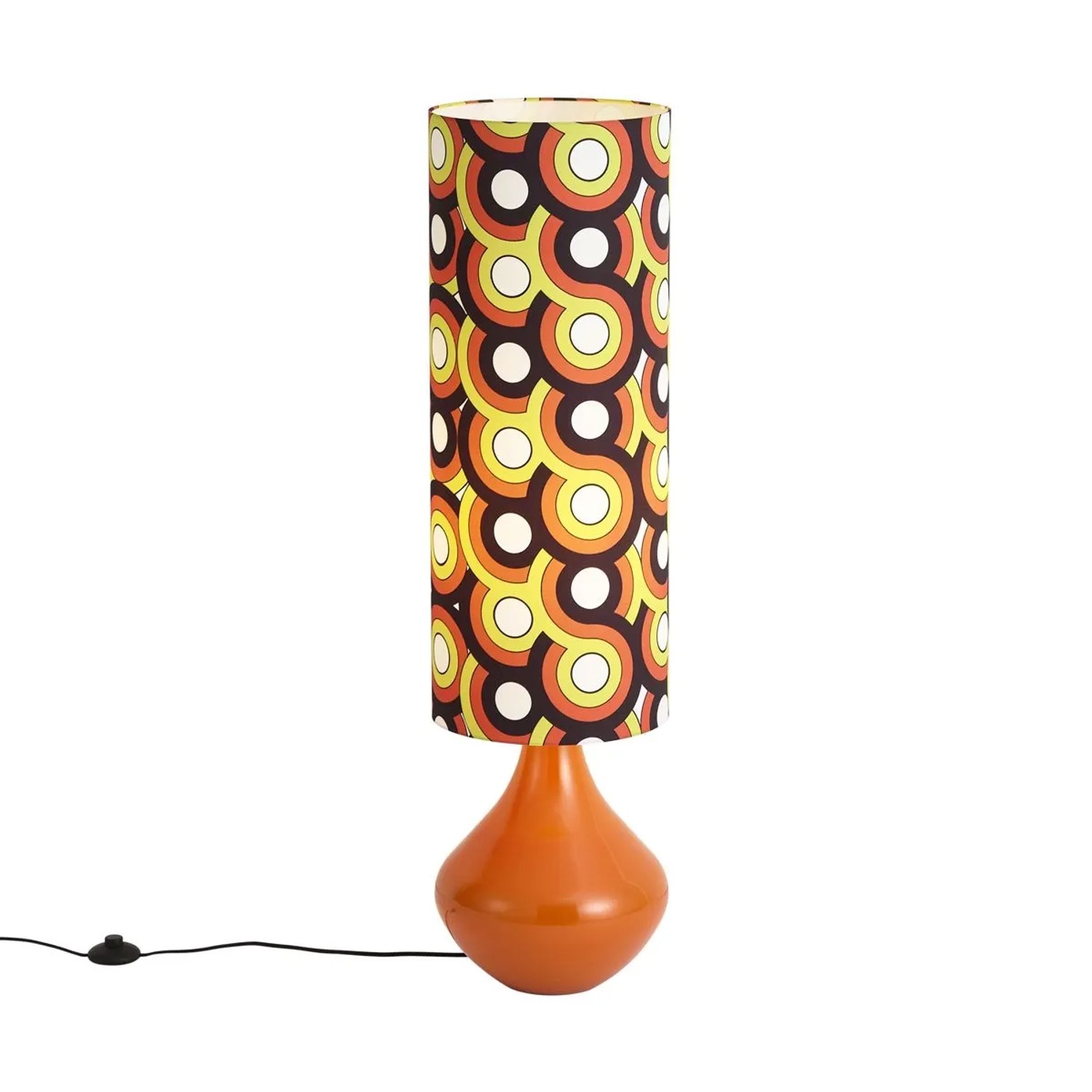 QAZQA Retro Stehleuchte Orange mit STOffschirm Mehrfarbig Mina
