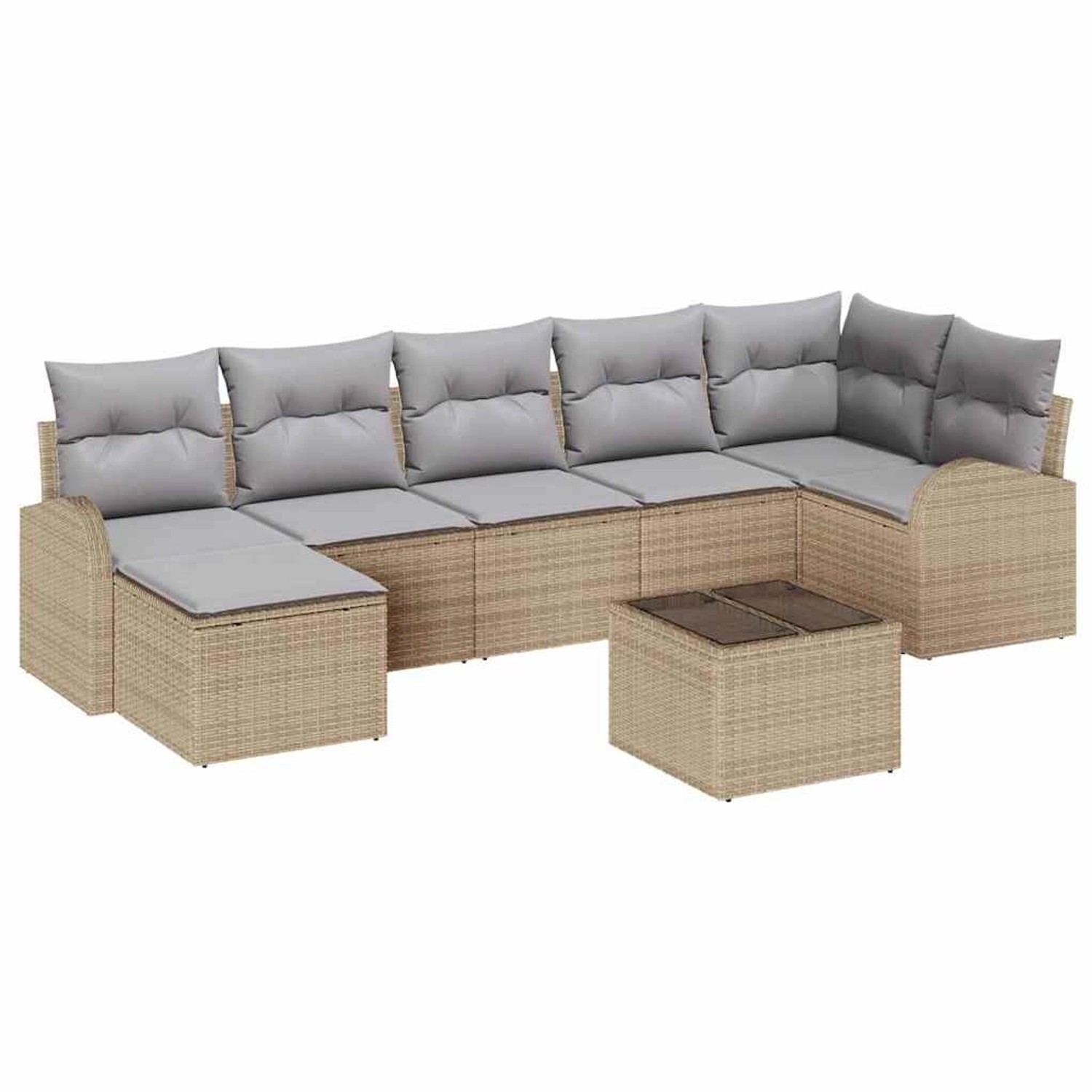 vidaXL Garten-Sofa-Set 8-Tlg Beige Poly Rattan 3354809 günstig online kaufen