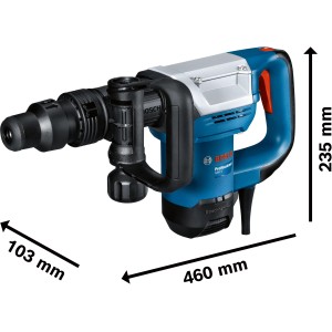 Bosch Professional Bohrhammer GSH 5 CC, 1100 W, blau, mit Zusatzhandgriff und Koffer.