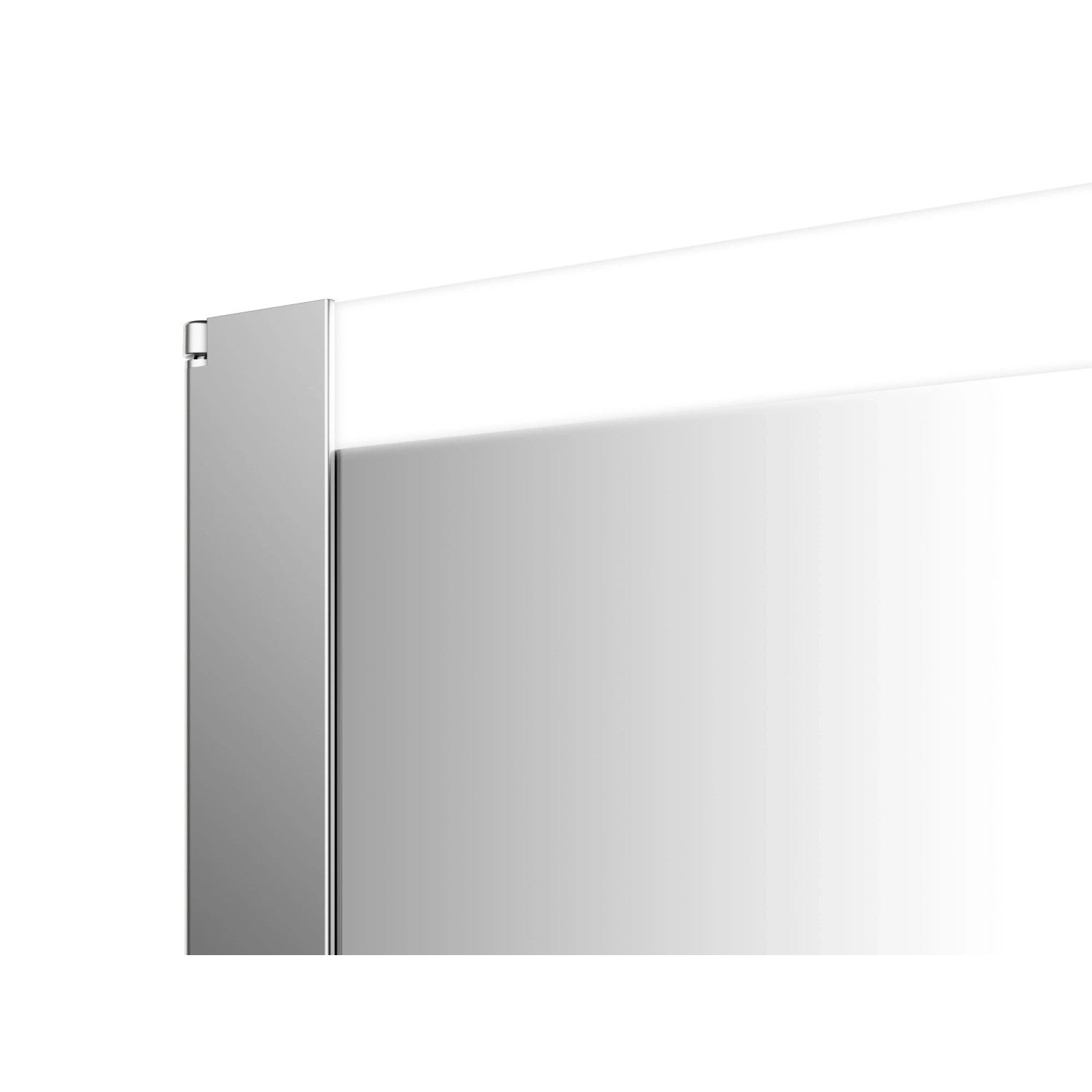 Detailaufnahme: Jokey Spiegelschrank Tromsö, alufarben, mit LED-Beleuchtung.