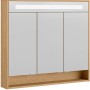 Fackelmann Spiegelschrank NATURA Asteiche, 93,5 cm breit, mit drei Türen und Beleuchtung.
