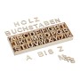 Relaxdays Buchstaben Set Kiefernholz Natur mit Sortierkasten 3 cm 170 g