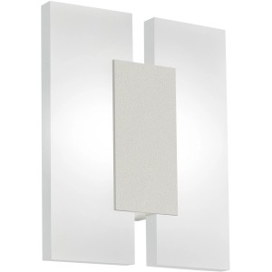 Moderne, 2-flammige LED-Wandleuchte Metrass von Eglo in Nickel-Matt und Weiß. Ideal als Wandlampe.