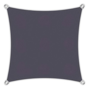 Quadratisches, anthrazitfarbenes Toldoro Sonnensegel 4,6x4,6m aus HDPE-Gewebe mit UV-Schutz.
