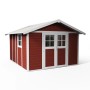 Grosfillex Kunststoff-Gartenhaus Deco H 11 Rot mit Doppeltür und Fenster.