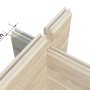 Detailaufnahme der Eckverbindung (34mm) des Palmako Gartenhaus Claudia Pent, grau grundiert.