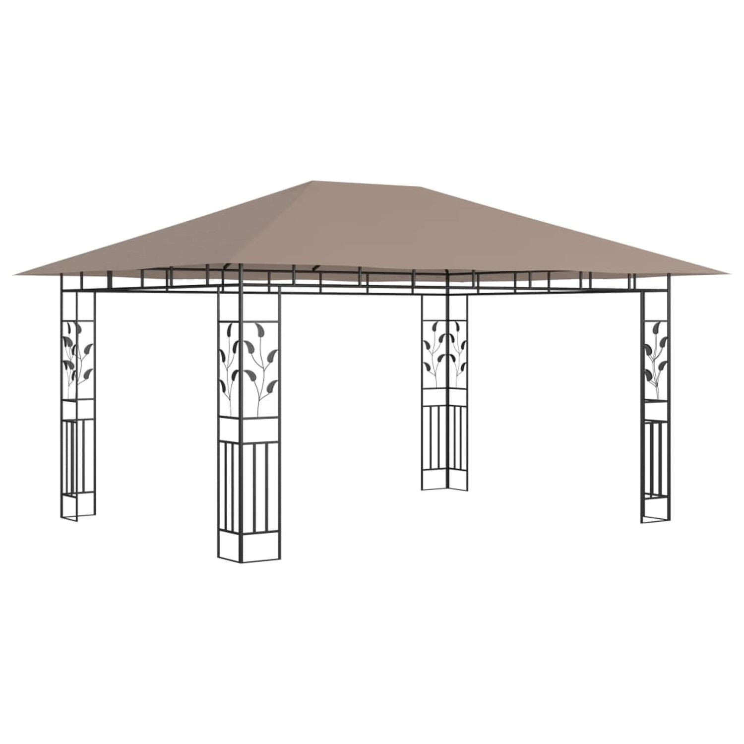 vidaXL Pavillon mit Moskitonetz 4x3x2,73 m Taupe 180 g/m2