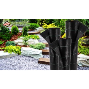 Aquagart Bodengewebe 100g, 56m², 1m breit, schwarz, als Unkrautfolie im Garten.