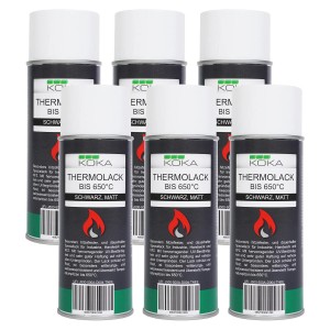 KOKA 6x Thermolack Schwarz Matt bis 650 Grad Celsius