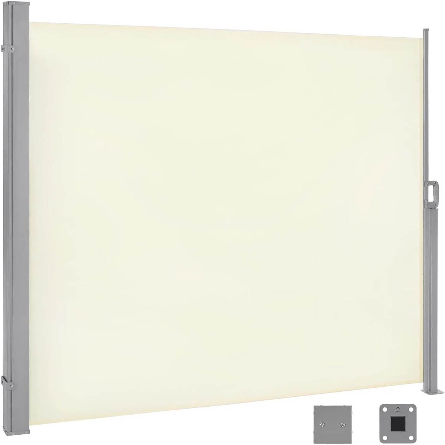 WOLTU Seitenmarkise Ausziehbar mit Wandhalterung Creme 180x350 cm