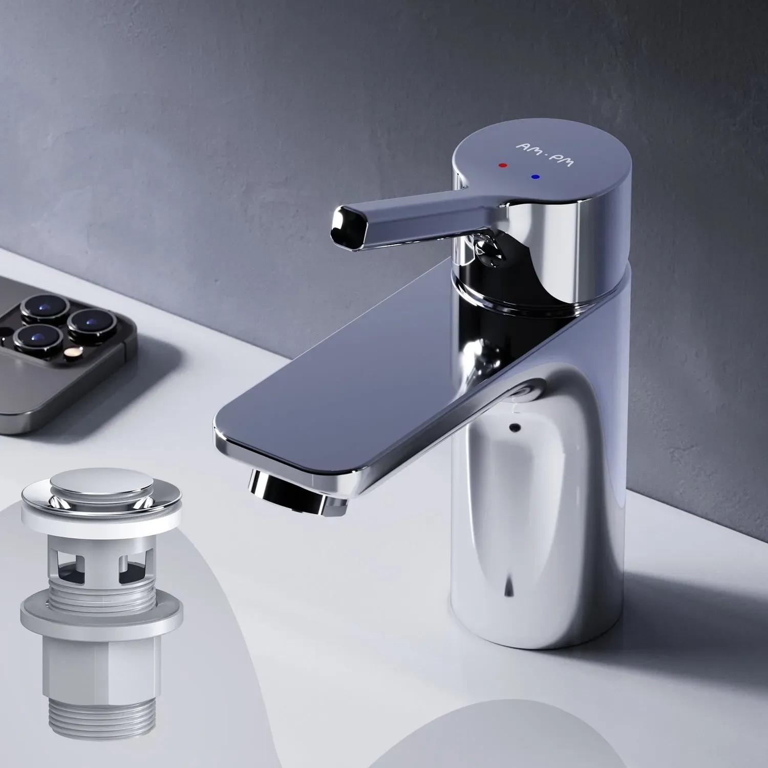 AM.PM Waschtischarmatur mit Klick-Ablaufgarnitur Waschbecken  