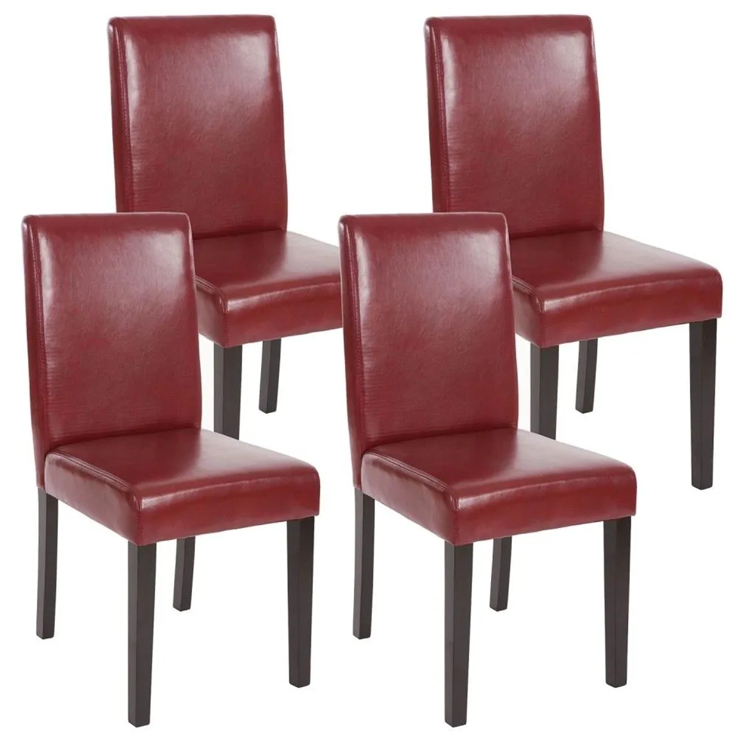 MCW Esszimmerstuhl Littau 4er-Set Kunstleder Rot-Braun Dunkle Beine
