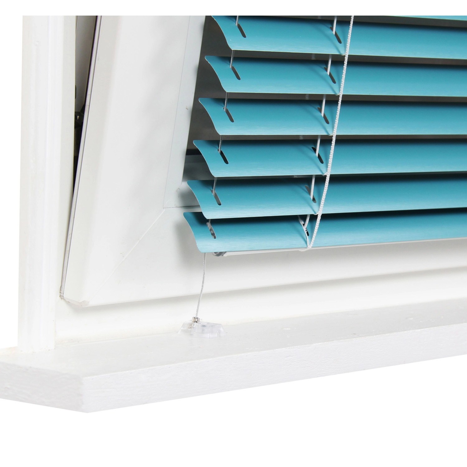 2er Set transparente Spannschuhe für Rollos und Jalousien zur Seitenführung.