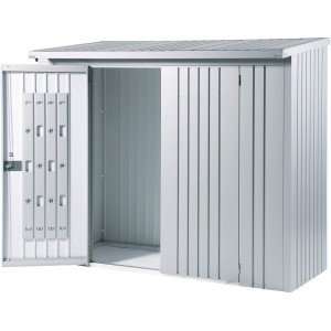 Biohort Türpaket für WoodStock 150, dunkelgrau-metallic, mit geöffneter Tür und Ordnungssystem.