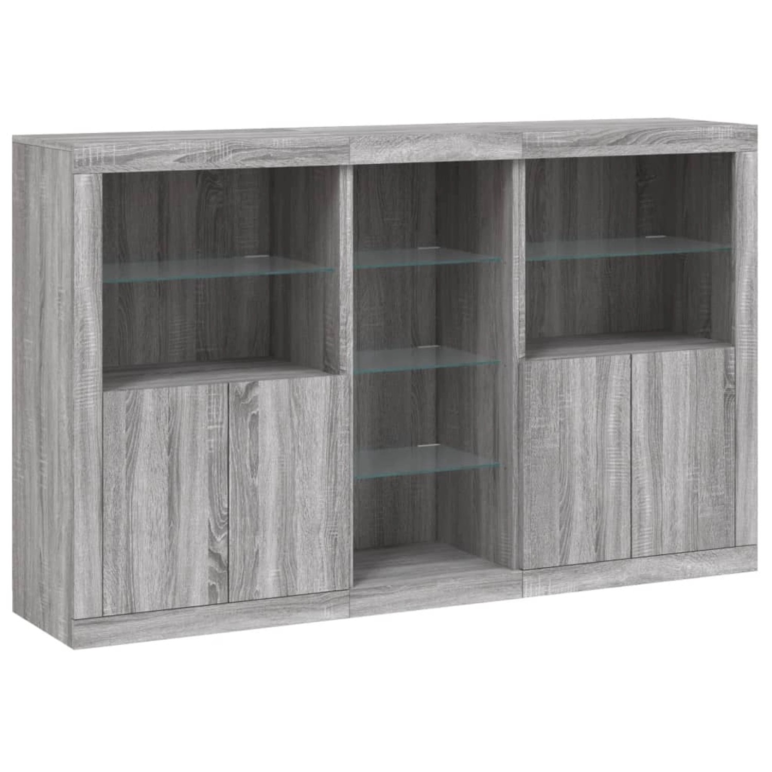 vidaXL Sideboard mit LED-Leuchten Grau Sonoma 162x37x100 cm 3209175 günstig online kaufen