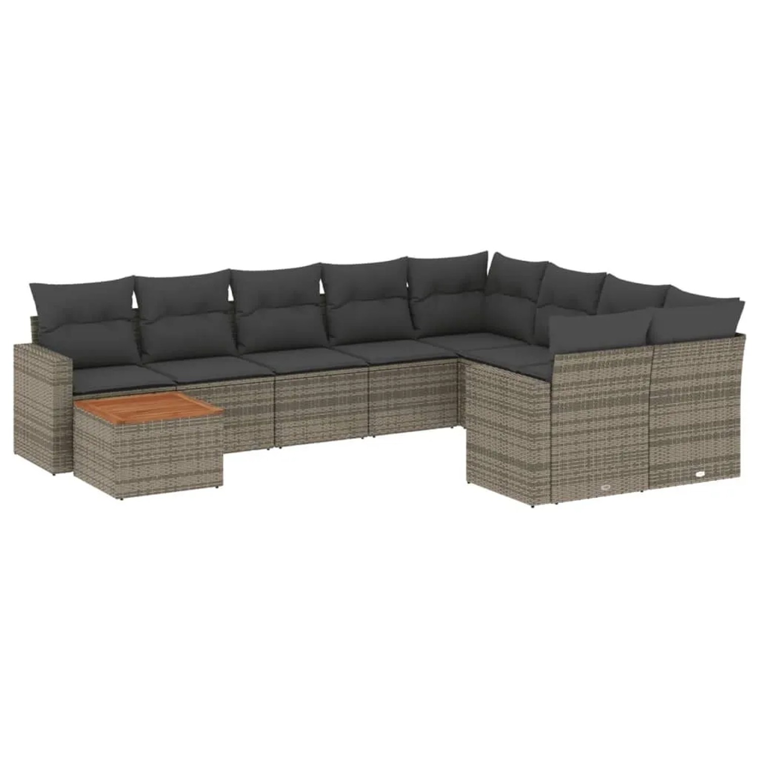 vidaXL 10-Tlg Garten-Sofagarnitur mit Kissen Grau Poly Rattan 3224289