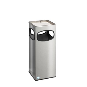 PROREGAL Kombiascher Mit Kantenschutz 4 Fach Einwurf 28,4 Liter HxBxT 66 x 25 x 25 cm Edelstahl Aschereinsatz Edelstahl